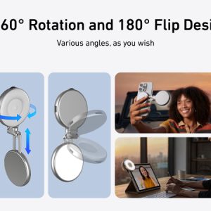 ProGrip Magnetic 360° Fill Light – 3-Mode LED with Built-in Mirror